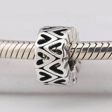 Double Hearts String Spacer Bead Charm For Women DIY Jewelry fit Lady Bracelet Bangle Authentic S925 Silver 2024 - buy cheap