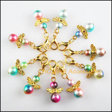 10Pcs Gold Color Retro Mixed Gradients Acrylic 14x21mm Angel With Lobster Claw Clasps Charms 2024 - buy cheap