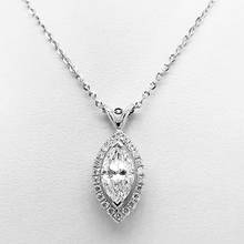 Huitan Silver Color Marquise Shape Pendant Necklace for Women AAA Dazzling Crystal Zircon Simple Stylish Female Necklace Jewelry 2024 - buy cheap