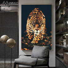 Black Golden Lion Tiger Parrot Among Flowers Luxurious Animal Poster Modern Art Canvas Painting for Living Room Wall Decoration 2024 - buy cheap