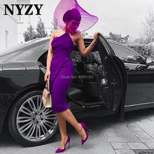 NYZY-vestido de satén C282, prenda hasta la rodilla, color morado, para cóctel, África, fiesta, baile de graduación, Homecoming, 2020 2024 - compra barato