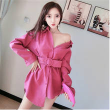 New 2020 Solid Spring Korean Vestidos Bandage Irregular All Match OL Women Dress Single Breasted Sexy Dresses Female 2024 - buy cheap