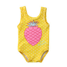 Conjunto de Bikini para niños y niñas, bañador con estampado Floral de frutas y letras, traje de baño, ropa de playa 2024 - compra barato