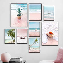 Pintura de tela moderna com estampa de paisagem, decoração de parede, arte nórdica, praia, paisagem fresca, posteres e estampas para design de dormitório 2024 - compre barato