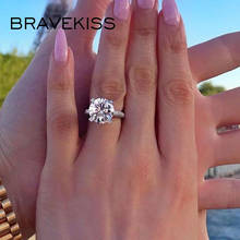 BRAVEKISS-anillo de compromiso con circonita cúbica para mujer, sortija redonda de lujo, accesorios de joyería, BUR0574A 2024 - compra barato