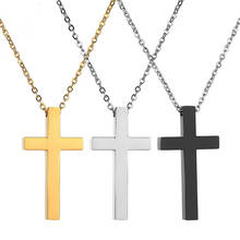Simple Glossy Cross Necklace Stainless Steel Pendant Necklace for Women and Men Religious Jewelry Golden Necklace Accessory 2024 - buy cheap