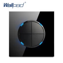 Wallpad New Arrival 4 Gang 2 Way Random Click Push Button Wall Light Switch With LED Indicator Crystal Glass Panel 16A 2024 - buy cheap