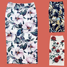 Винтажная юбка Бохо с цветочным принтом, женская летняя облегающая юбка с разрезом, сексуальные женские юбки-карандаш с высокой талией 2020, Корейская юбка миди с разрезом 2024 - купить недорого