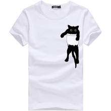 Camiseta holgada de verano para hombre, camisa informal de manga corta con estampado de gato, a la moda, 2019 2024 - compra barato