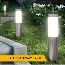 Светодиодный светильник на солнечной батарее для сада, цилиндрический трубчатый наружный светильник из нержавеющей стали, водонепроницаемый, IP65, ландшафтный светильник для улицы 2024 - купить недорого