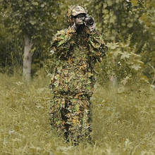 Hunting clothes New 3D maple leaf Bionic Ghillie Suits Yowie sniper birdwatch airsoft Camouflage Clothing jacket and pants 2024 - buy cheap