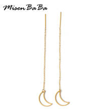 Stainless Steel Long Line Chain Earrings for Women Moon Drop Earriings Fashion Jewelry Linear Threader  Earrings 2024 - buy cheap