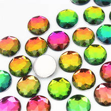 Micui 100pcs 12mm Crystal Rainbow Color Acrylic Flat Back Rhinestones Round Circle Acrylic Rhinestone No Hole ZZ91B 2024 - buy cheap