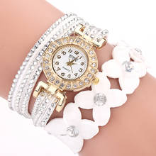 Women Crystal Diamond Flower Leather Bracelet Watch Casual Luxury Quartz Dress Rhinestone Wrist Watches Relogio Feminino 2024 - buy cheap