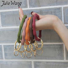 Julie Wang Silicone Bracelet With Key Ring Bamboo Shape Outdoor Sports Bangle Fashion Wristband Women Bracelet Jewelry Accessory 2024 - buy cheap