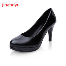 Zapatos de tacón alto con plataforma para mujer, calzado de cuero negro, vestidos de señora, zapatos formales de oficina 2024 - compra barato