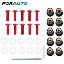 FORAUTO 10Pcs/set M5 x 15mm Motorbike Windscreen Nut Bolt Washer Screw Kit Fairing Screen Fasterners Universal 2024 - buy cheap