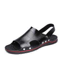 Sandalias informales de piel auténtica para hombre, zapatos cómodos antideslizantes, minimalistas, de talla grande, para el verano, a la moda, 2021 2024 - compra barato