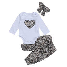 Newborn Baby Infant Toddler Girl Leopard Clothes Set Jumpsuit Long Sleeve Romper + Long Pants + Headwear 3pcs Outfits Sets 2024 - buy cheap