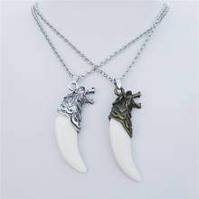 Fashion Metal Tribal Stark Wolf Fang Tooth Antique Bronze Pendant Necklace Jewelry 2024 - buy cheap