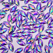 JUNAO 7*15mm coser en púrpura AB cristales Ojo de caballo Strass acrílico plano coser en piedras de cristal para vestido de joyería DIY 2024 - compra barato