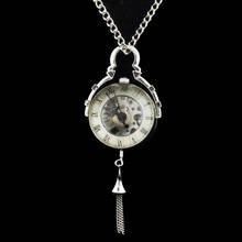 Новый прозрачный стеклянный серебряный шар в стиле стимпанк Механические карманные часы цепочка кулон ожерелье для женщин 2024 - купить недорого