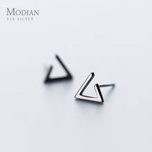 Modian-pendientes minimalistas de Plata de Ley 925 para mujer, aretes triangulares de Color negro, joyería, accesorios para mujer 2024 - compra barato
