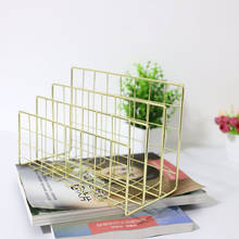 Durable and Convenient Wrought Iron Metal Three Grid Bookshelf Book Stand Desktop Decoration File And Book Organizer 2024 - buy cheap