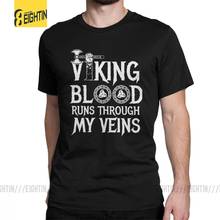 Camiseta con estampado de sangre de vikinga para hombre, camiseta de diseño de vikinga, ropa de moda con cuello redondo, camisetas 2018 de algodón, 100% 2024 - compra barato