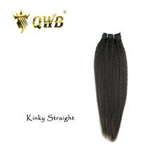 QWB-extensiones de cabello humano rizado, pelo virgen brasileño de 12 ''~ 22'', Color natural, 100% 2024 - compra barato