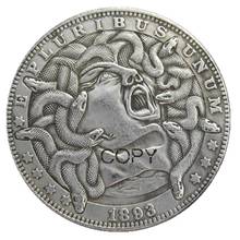 HB(105)Hobo, dólares de EE. UU., 1893, Calavera, zombie, esqueleto, monedas de copia chapadas en plata 2024 - compra barato