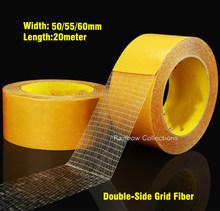 Cinta de doble cara transparente de fibra, 50/55/60mm de ancho, L20 metros, fuerte, adhesiva 2024 - compra barato