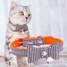 Adjustable Pet Cat Dog Collars Soft comfortable Bow-Knot Cat Bell Collar Houndstooth collar for Cats Puppy Bow Ties Pet Supplies 2024 - buy cheap