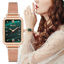 Women Rose Gold Mesh Belt Marble Dial Roma Watches YOLAKO Female Quartz Wrist Watches Reloj Mujer 2024 - buy cheap