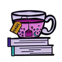 Beber té y leer, alfiler esmaltado, la feliz es una taza de té y un buen libro, regalos literarios 2024 - compra barato