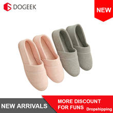DOGEEK-Zapatillas térmicas acolchadas de algodón para mujer, pantuflas de interior con suela blanda, Invierno 2024 - compra barato