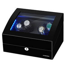Подставка для часов JQUEEN 4, автоматическая черная отделка для запекания, со светодиодный светильник кой, 6 чехлов для хранения, 10 режимов для механических часов 2024 - купить недорого