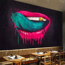 Papel tapiz Mural personalizado, grafiti abstracto creativo, boca, lengua, Bar, KTV, café, restaurante, sala de estar, sofá, fondo, pintura de pared 2024 - compra barato