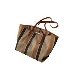 High Quality Women Striped Shoulder Bags Casual Travel Women Totes Large Size Shopping Bags Drop Shipping M821 2024 - buy cheap