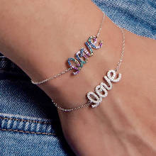 New AAA+ CZ stone Love Letter Women Love charm Bracelet Chain Link CZ Bracelet for women Fashion colourful Alphabet Jewelry 2024 - buy cheap
