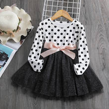 Baby Girl Long Sleeves Dress For Girls Princess Baby Girl Clothing Teenager School  Daily Wear Kids Casual Clothes Dot Dresses 2024 - buy cheap