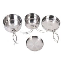 4 PCS Outdoor Stainless Steel Cookware Set  Cookware Hiking Portable Cooker Set Large Pot+Medium Pot+Frying Pan+Dinner Plate 2024 - buy cheap