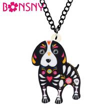 Bonsny Acrylic Halloween Floral Cute Pug Dog Necklace Choker Collar Pendant Anime Animal Pets Jewelry For Women Teens Charm Gift 2024 - buy cheap