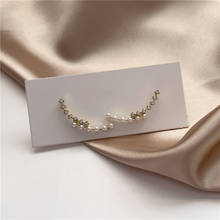 Pendientes coreanos con forma de perla brillante para mujer y niña, aretes colgantes de cuerno, joyería para la oreja, regalo al por mayor 2024 - compra barato