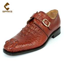 Sipriks bilionário azul pele de crocodilo sapato masculino único monge cinta elegante preto fivela goodyear welted sapatos formais italiano 2024 - compre barato