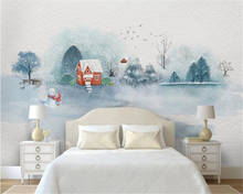 Papel de parede beibehang personalizado aquarela pintado à mão paisagem floresta quarto de criança 3d mural de sala de estar 2024 - compre barato