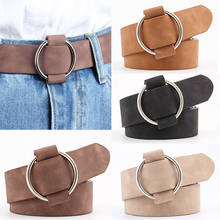 Cinturones informales redondos de diseñador para Mujer, hebillas redondas de Metal sin aguja, cinturón de cuero para cintura 2024 - compra barato