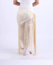 Cheap Belly Dance Clothes Women Dancewear Long Fringe Hand Crochet Triangle Belt Belly Dance Hip Scarf Sequins 2024 - buy cheap