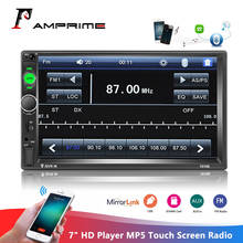 Amprime-radio de carro 7 "2din, hd player, mp5, tela sensível ao toque, display digital, bluetooth, multimídia, link, mirrorlink, fm, som estéreo 2024 - compre barato