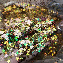 Lentejuelas holográficas de cinco puntos para decoración de uñas, 50g, varios tamaños, brillo, plata, oro, negro y rojo, estrellas brillantes 2024 - compra barato